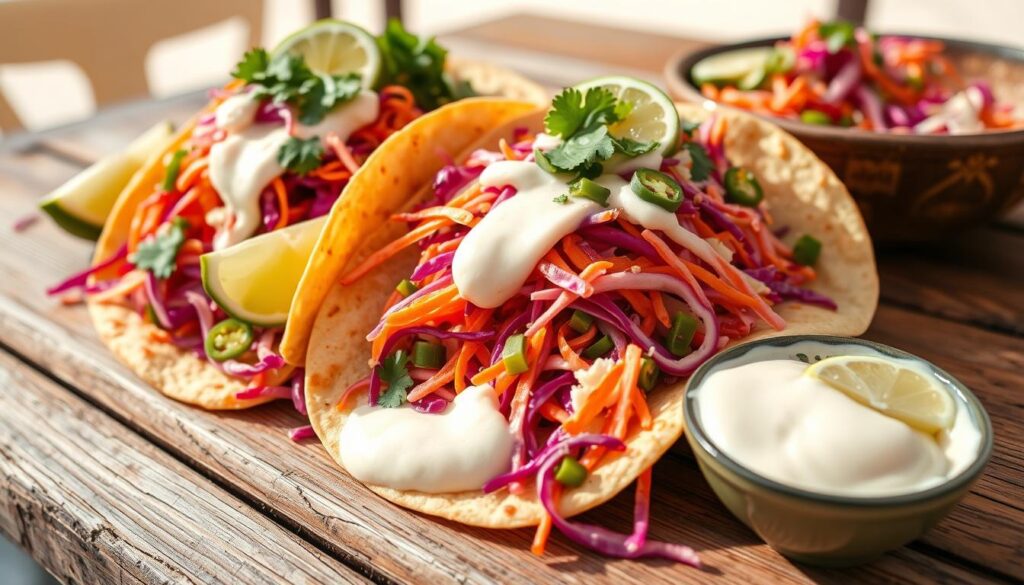 Baja fish tacos slaw variations